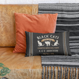 Coussin Rectangle Chats noirs Vintages d'Halloween Personnalisé