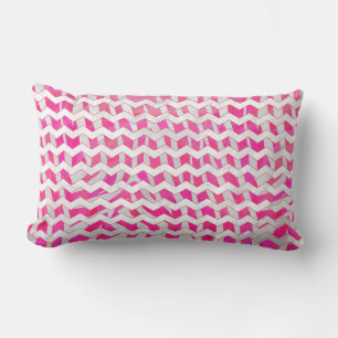 Coussin Rectangle Chaud rose et blanc Chevron Zebra