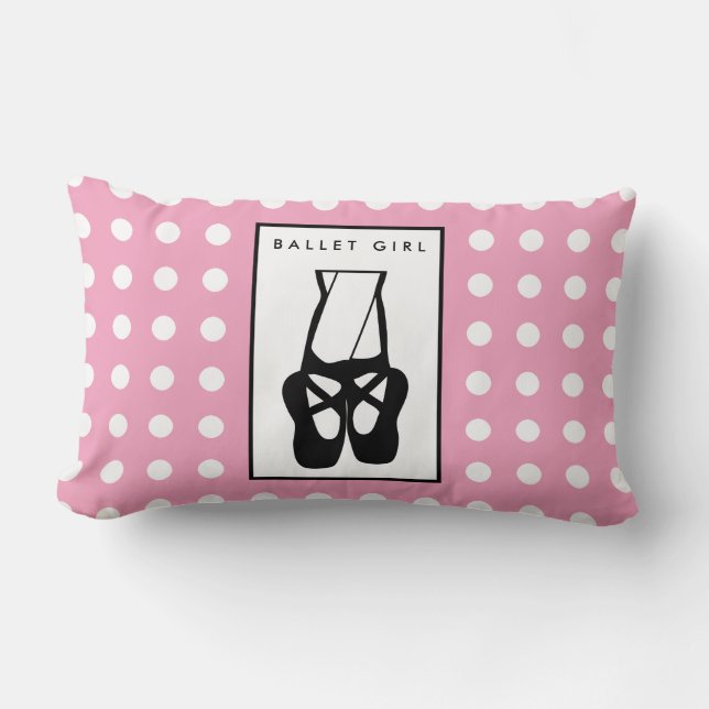 Coussin Rectangle Chaussures de ballet noires mignonnes en pointe (Recto)