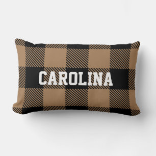 Coussin Rectangle chèque de buffle noir moderne