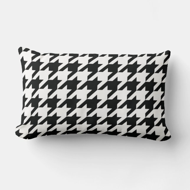 Coussin Rectangle Chèque de socle noir blanc classique (Recto)
