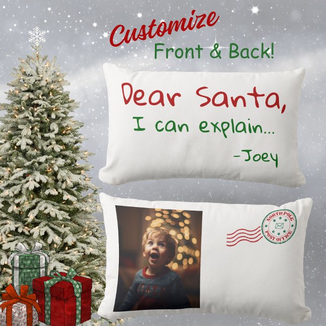 Coussin Rectangle Cher Père Noël drôle Noël mignon gardien saisonnie (Cute Christmas keepsake pillow for kids or adults! Men and women would enjoy this holiday gift.)