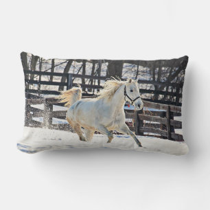 Coussin Rectangle Cheval blanc galopant