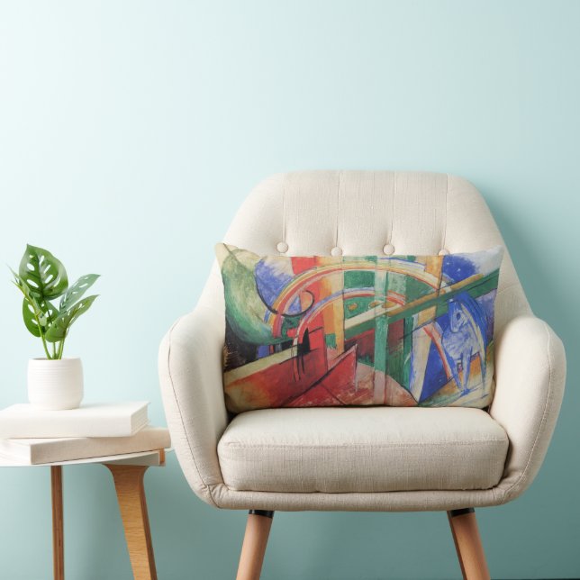 Coussin Rectangle Cheval bleu avec arc-en-ciel de Franz Marc (Chaise)