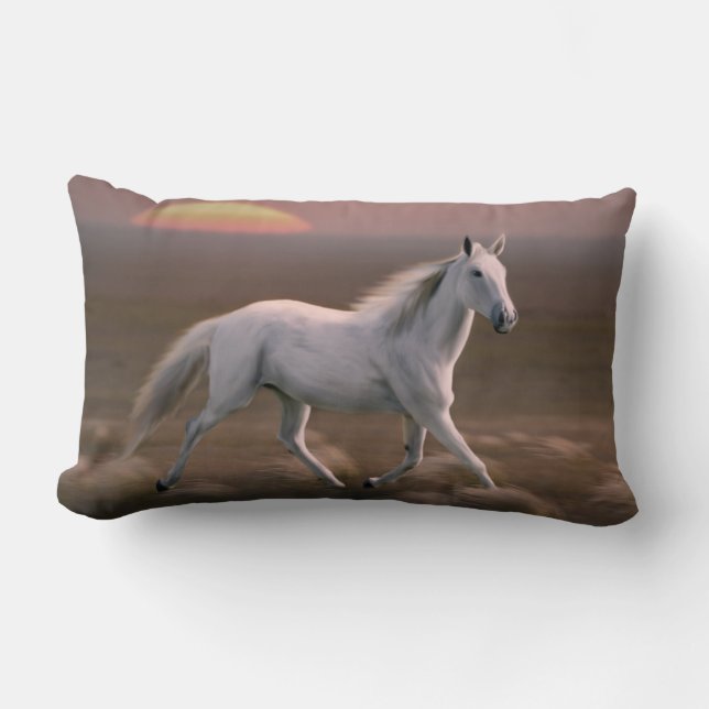 Coussin Rectangle Cheval de coucher du soleil (Recto)