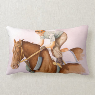 Coussin Rectangle Cheval de course et Jockey