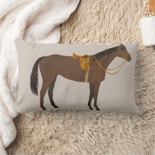 Coussin Rectangle Cheval d'équitation à selle tiré à la main