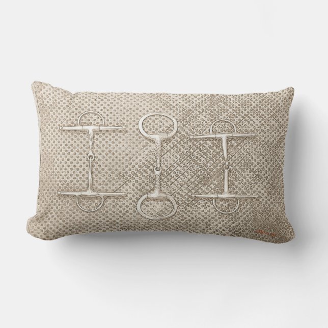 Coussin Rectangle Cheval Equestre Bits Nuetraux Beige Barne Tack (Recto)