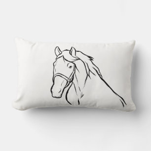 Coussin Rectangle Cheval Équitation Poney Cow-boy Western Noir Blanc