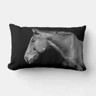 Coussin Rectangle Cheval noir - portrait