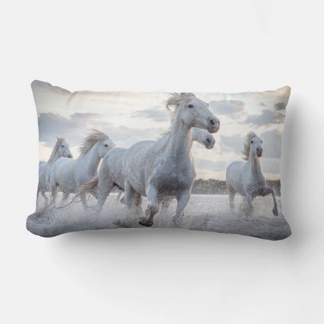 Coussin Rectangle Chevaux blancs (Recto)