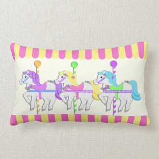 Coussin Rectangle Chevaux carrousel rose