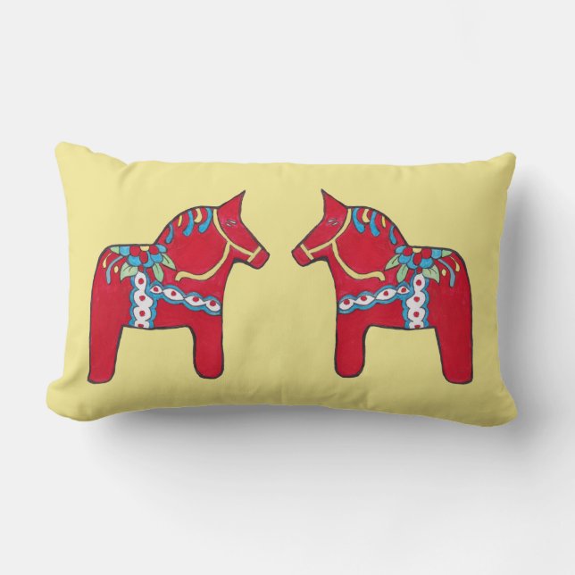 Coussin Rectangle Chevaux de Dala (Recto)