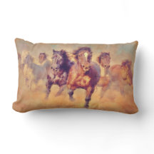 Chevaux Mustang Sauvages Stampede Aquarelle