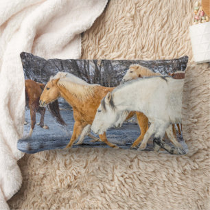 Coussin Rectangle Chevaux traversant le ruisseau
