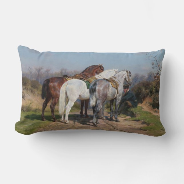 Coussin Rectangle Chevaux trois étoiles (par Rosa Bonheur) (Recto)