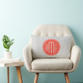 Coussin Rectangle Chevron gris et monogramme personnalisé corail (Chaise)