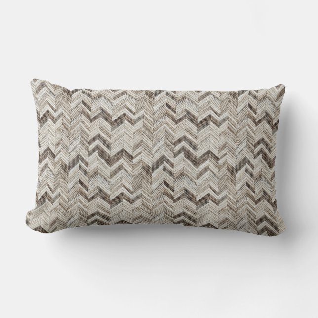 Coussin Rectangle chevron taupe crème cosy (Recto)