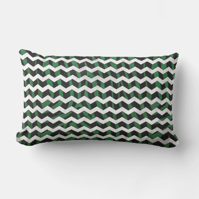 Coussin Rectangle Chevron Zebra noir et vert (Recto)
