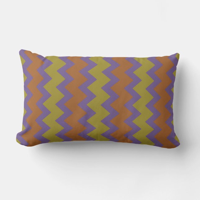 Coussin Rectangle Chevron zigzag pâle violet clair vert brun (Recto)