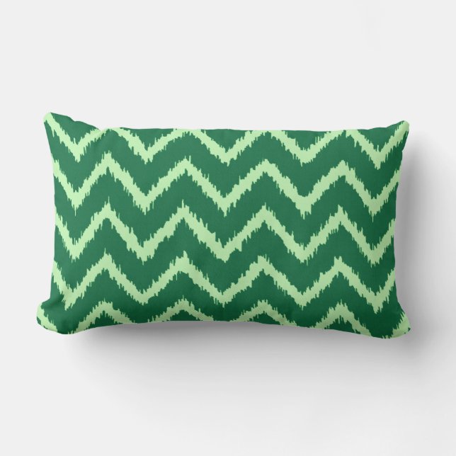 Coussin Rectangle Chevrons Ikat - pin et vert clair (Recto)
