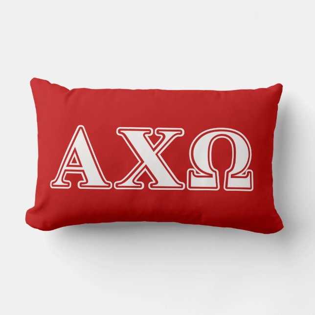 Coussin Rectangle Chi lettres blanches et rouges d'Omega d'Alphi (Recto)