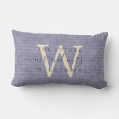 Coussin Rectangle Chic Script Future M. Mme Monogram Blue Linen (Verso)