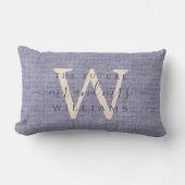 Coussin Rectangle Chic Script Future M. Mme Monogram Blue Linen (Recto)