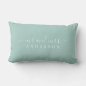 Coussin Rectangle Chic Script M. Mme Pastel Blue Monogram nouvelleme (Verso)