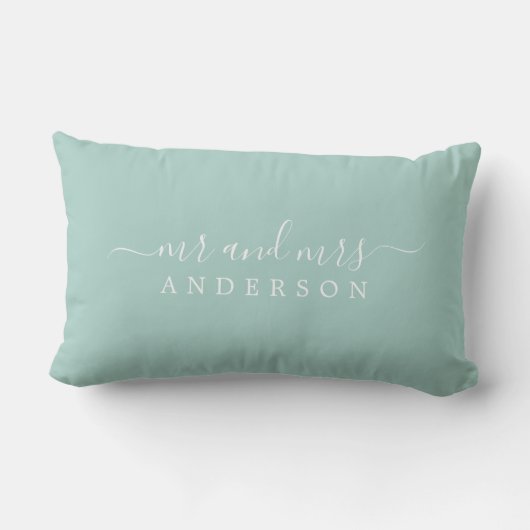 Coussin Rectangle Chic Script M. Mme Pastel Blue Monogram nouvelleme (Verso)