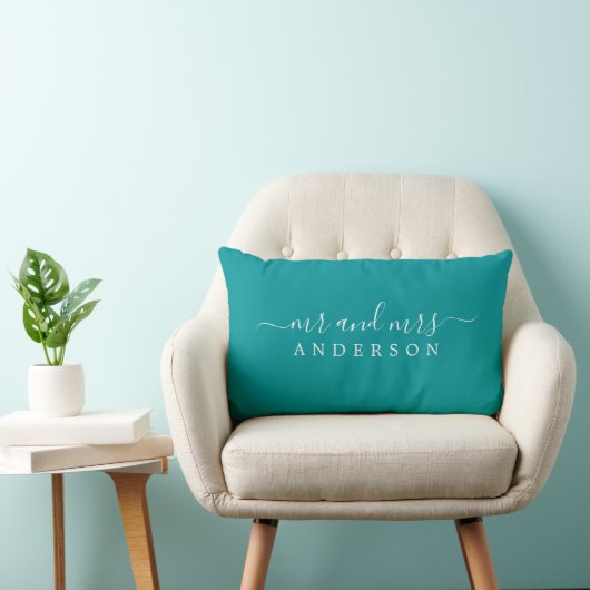Coussin Rectangle Chic Script Mr Mme Green Monogramme Newlysée (Chaise)