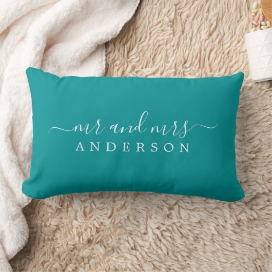 Coussin Rectangle Chic Script Mr Mme Green Monogramme Newlysée (Couverture)