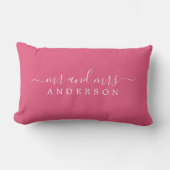 Coussin Rectangle Chic Script Mr Mme Hot Pink Monogramme nouvellemen (Recto)