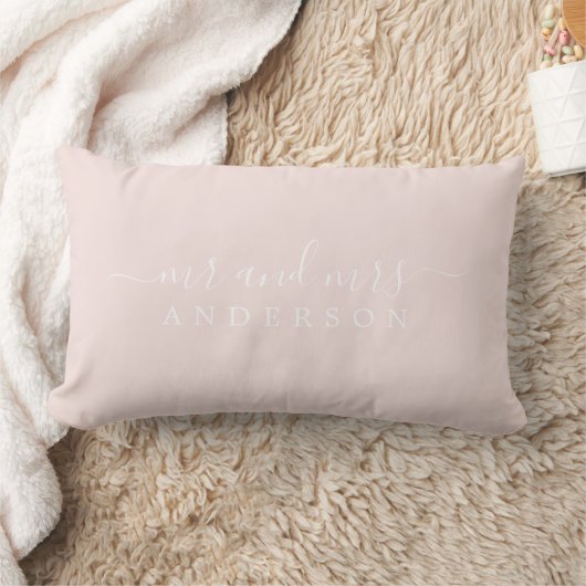 Coussin Rectangle Chic Script Mr Mme Pastel Pink Monogramme nouvelle (Couverture)