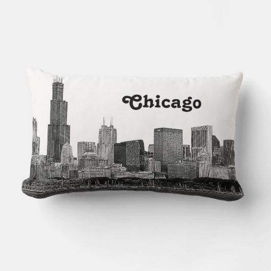 Coussin Rectangle Chicago Skyline Etché (Recto)