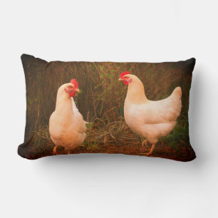 Coussin Rectangle Chicken Funky Hen Hy Line Silver Brown