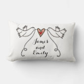 Coussin Rectangle Chien cadeau Mariage Doves blanches personnalisées (Recto)
