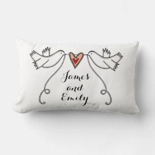 Coussin Rectangle Chien cadeau Mariage Doves blanches personnalisées