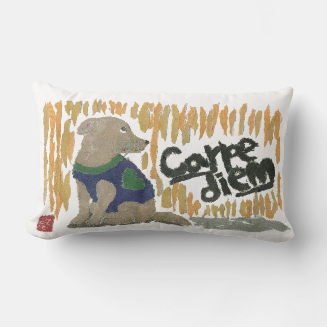 Coussin Rectangle Chien, Carpe Diem, expression latine (Recto)