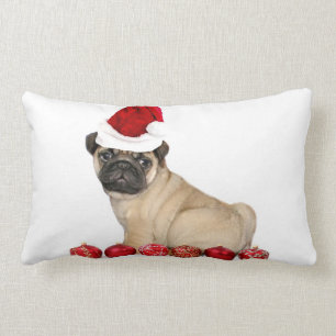 Coussin Rectangle Chien de carlin de Noël