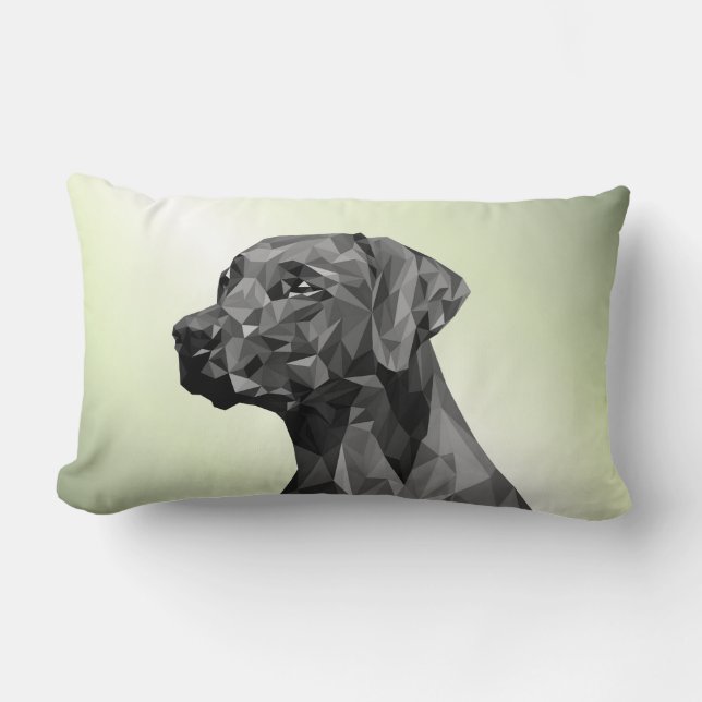 Coussin Rectangle Chien géométrique gris vert (Recto)
