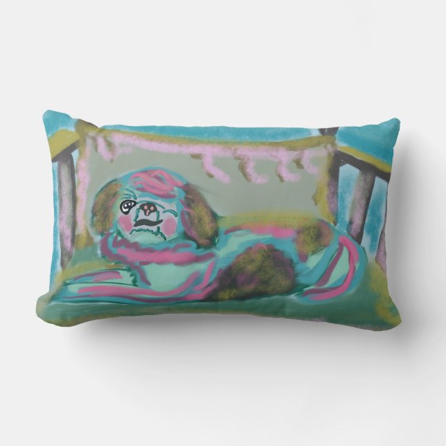 Coussin Rectangle Chien heureux de Chin (Recto)
