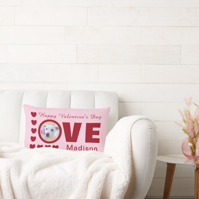 Coussin Rectangle Chien mignon amour Coeurs Valentines Jour Rouge (Canapé)