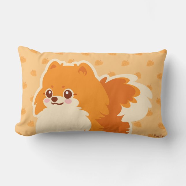 Coussin Rectangle Chien mignon Kawaii Pomeranian (Recto)