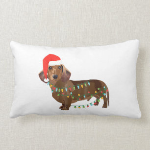 Coussin Rectangle Chien père Noël Dachshund Tangé Dans La Lumièr