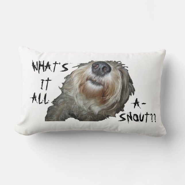 Coussin Rectangle Chien "QU'EST-CE QUE C'EST QUE DE LA NEIGE ? ?" Co (Recto)