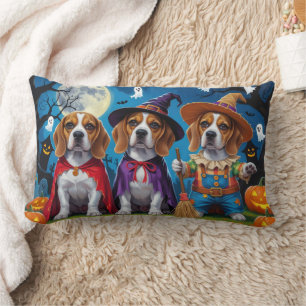 Coussin Rectangle Chiens beagles Citrouille Halloween Drôle