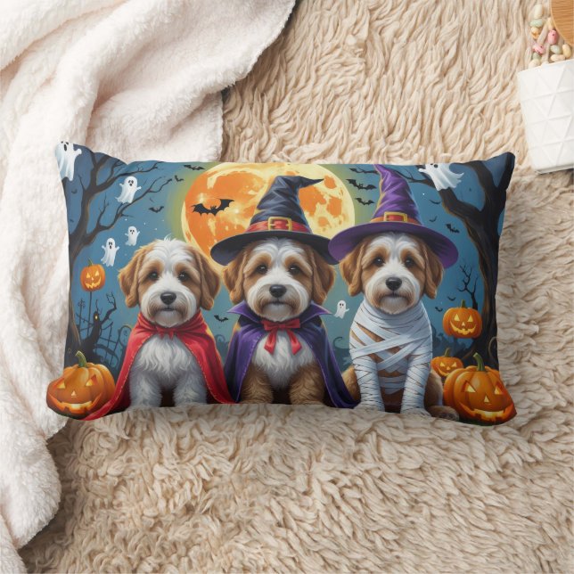 Coussin Rectangle Chiens Bernedoodle Citrouille Drôle d'Halloween (Couverture)
