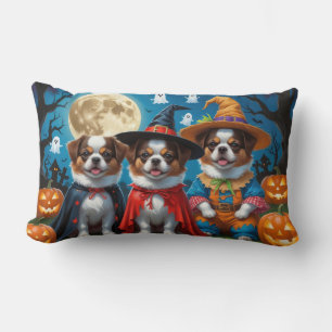 Coussin Rectangle Chiens Chin Japonais Citrouille Halloween drôle