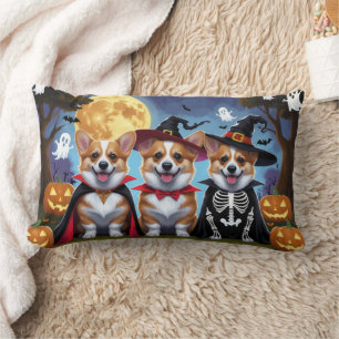 Coussin Rectangle Chiens de Corgi Citrouille Halloween Funny